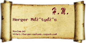Herger Mátyás névjegykártya